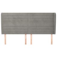 Горна табла за легло с уши, светлосива,183x23x118/128 см,кадифе