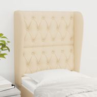 Горна табла за легло с уши, кремава, 83x23x118/128 см, плат