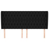 Горна табла за легло с уши, черна, 183x23x118/128 см, плат