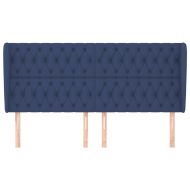 Горна табла за легло с уши, синя, 203x23x118/128 см, плат