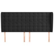 Горна табла за легло с уши, черна, 203x23x118/128 см, кадифе