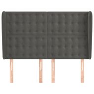 Горна табла за легло с уши, тъмносива,147x 23x118/128 см кадифе