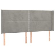 Горна табла за легло с уши, светлосива,203x16x118/128см, кадифе