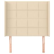 Горна табла за легло с уши, кремава, 83x16x118/128 см, плат