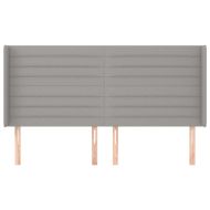 Горна табла за легло с уши, светлосива, 163x16x118/128 см, плат