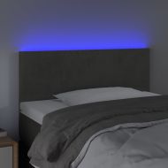 LED горна табла за легло, тъмносива, 100x5x78/88 см, кадифе