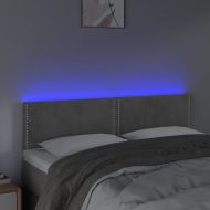 LED горна табла за легло, светлосива, 144x5x78/88 см, кадифе