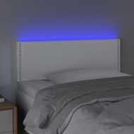 LED Горна табла за легло, бяла, 100x5x78/88 см, изкуствена кожа