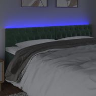 LED горна табла за легло, тъмнозелена, 180x7x78/88 см, кадифе
