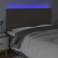 LED горна табла за легло, таупе, 160x5x118/128 см, плат
