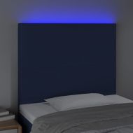 LED горна табла за легло, синя, 100x5x118/128 см, плат