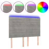 LED горна табла за легло, светлосива, 144x5x118/128 см, кадифе