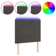 LED горна табла за легло, тъмносива, 90x5x118/128 см, кадифе