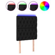 LED горна табла за легло, черна, 80x7x118/128 см, плат