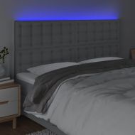 LED горна табла за легло, светлосива, 180x5x118/128 см, плат