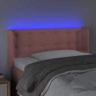 LED горна табла за легло, розова, 83x16x78/88 см, кадифе