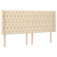 LED горна табла за легло, кремава, 203x16x118/128 см, плат