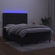 Боксспринг легло с матрак и LED, черно, 140x200 см, кадифе