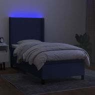 Боксспринг легло с матрак и LED, синя, 90x190 см, плат