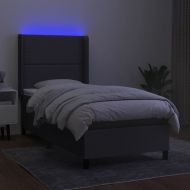 Боксспринг легло с матрак и LED, тъмносива, 90x200 см, плат