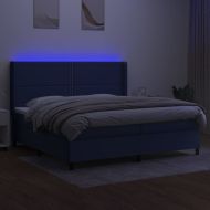 Боксспринг легло с матрак и LED, синя, 200x200 см, плат