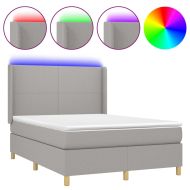 Боксспринг легло с матрак и LED, светлосиво, 140x200 см, плат