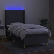 Боксспринг легло с матрак и LED, тъмносиво, 100x200 см, плат