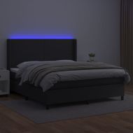 Боксспринг легло с матрак и LED черно 180x200см изкуствена кожа