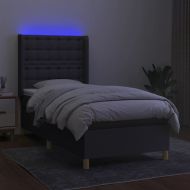 Боксспринг легло с матрак и LED, тъмносиво, 80x200 см, плат