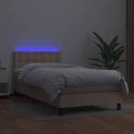 Боксспринг легло с матрак LED капучино 80x200см изкуствена кожа