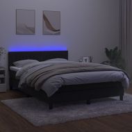 Боксспринг легло с матрак и LED, черно, 140x190 см, кадифе