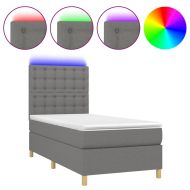 Боксспринг легло с матрак и LED, тъмносива, 90x200 см, плат