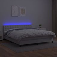 Боксспринг легло с матрак и LED бяло 180x200 см изкуствена кожа