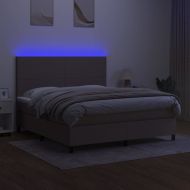 Боксспринг легло с матрак и LED, таупе, 160x200 см, плат