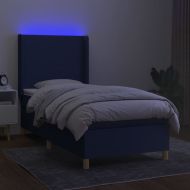 Боксспринг легло с матрак и LED, синьо, 100x200 см, плат