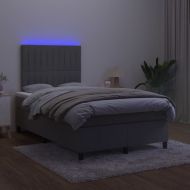 Боксспринг легло с матрак и LED, тъмносиво, 120x200 см, кадифе