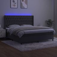 Боксспринг легло с матрак и LED, тъмносиво, 180x200 см, кадифе