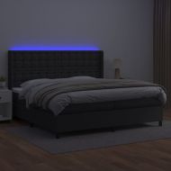 Боксспринг легло с матрак и LED черно 200x200см изкуствена кожа