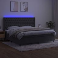 Боксспринг легло с матрак и LED, тъмносиво, 200x200 см, кадифе
