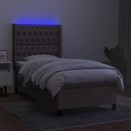 Боксспринг легло с матрак и LED, таупе, 90x190 см, плат