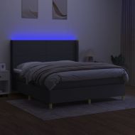 Боксспринг легло с матрак и LED, тъмносиво, 180x200 см, плат