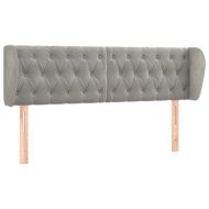 Горна табла за легло с уши, светлосива, 163x23x78/88 см, кадифе