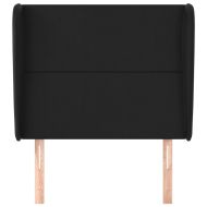 Горна табла за легло с уши, черна, 93x23x118/128 см, еко кожа
