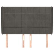 Горна табла за легло с уши, тъмносива,147x 23x118/128 см кадифе