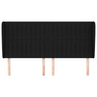 Горна табла за легло с уши, черна, 183x23x118/128 см, плат