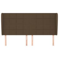 Горна табла за легло с уши, тъмнокафява,203x23x118/128 см, плат