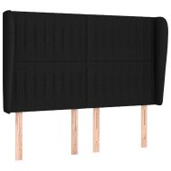 Горна табла за легло с уши, черна, 147 x 23 x 118/128 см, плат