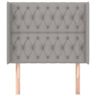 Горна табла за легло с уши, светлосива, 103x16x118/128 см, плат