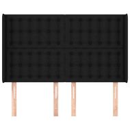 Горна табла за легло с уши, черна, 147x16x118/128 см, плат