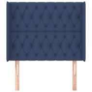 Горна табла за легло с уши, синя, 93x16x118/128 см, плат